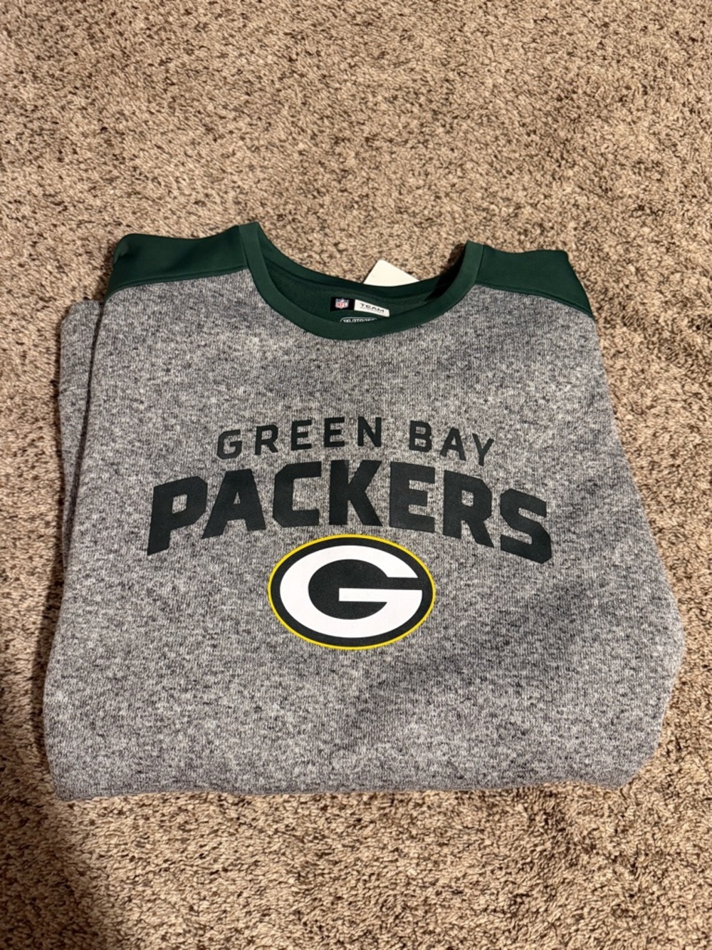 NFL Green Bay Packers Gray Crewneck with Dark Green Trim and Logo Size 3XL